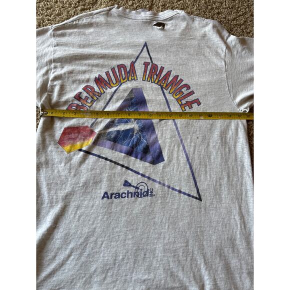 VTG Bermuda Triangle Arachnid USA Made Single Stitch Distressed L Gray Tech Tee - Picture 8 of 9